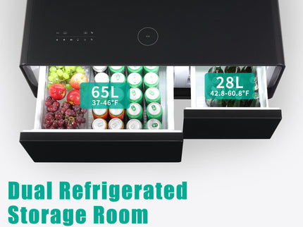 Modern Smart Coffee Table With Built-In Fridge - tooth Speaker, Wireless Charging, Touch Control Panel, USB Interface, Outlet Protection, Atmosphere Light