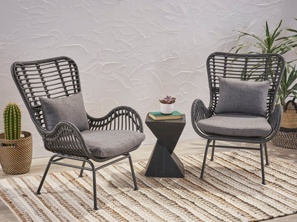 Modern Aesthetic Outdoor Rattan Accent Chair With Metal Legs
