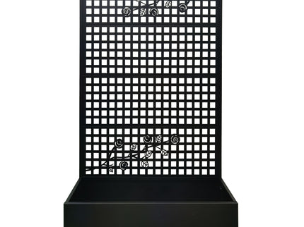 Planter Box With Trellis, Outdoor Raised Garden Bed With Privacy Screen Lattice Panels For Patio - Black