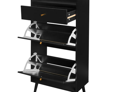 Allen - Rattan 2 Door 1 Drawer Cabinet Shoe Rack For Entrance