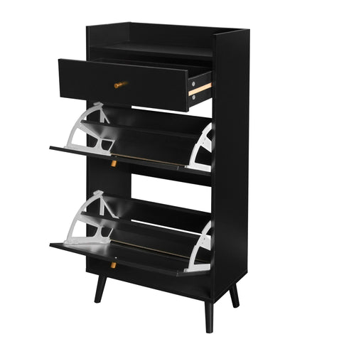 Allen - Rattan 2 Door 1 Drawer Cabinet Shoe Rack For Entrance