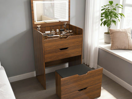 Vanity Desk With Lighted Mirror & Stool