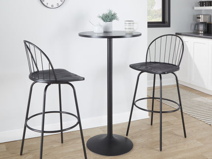 Riley - Claire Farmhouse Fixed Height Barstool With Swivel With Round Footrest (Set of 2)