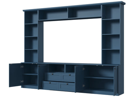 Farmhouse Elegant Entertainment Center Wall Unit With 4 Drawers