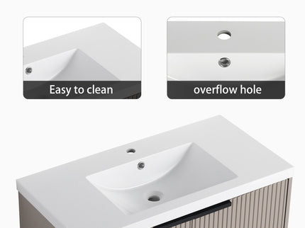 Contemporary Wall Mounted Bathroom Vanity With Resin Double Sink