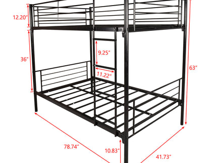 Space Saving Bunk Bed With Metal Frame And Ladder