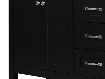 Modern Bathroom Vanity Base Only, 2 Doors And 3 Drawers