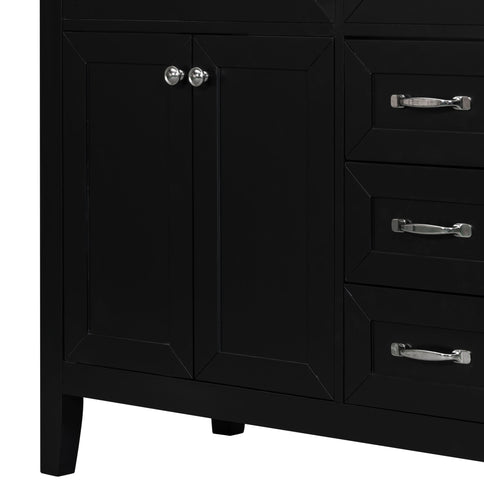 Modern Bathroom Vanity Base Only, 2 Doors And 3 Drawers