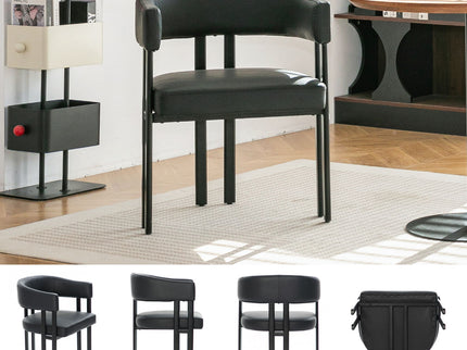 Modern Dining Upholstered Barrel Chair With Curved Back And Armrests