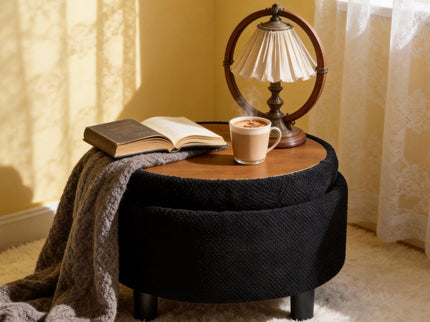 Storage Round Footstool Table Ottoman