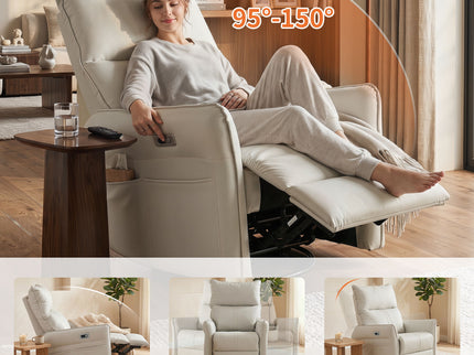 29.92" 270 Power Swivel Rocker Recliner Chair, Electric Glider Reclining Sofa With USB Ports, Power Swivel Glider, Rocking Chair Nursery Recliners For Living Room Bedroom