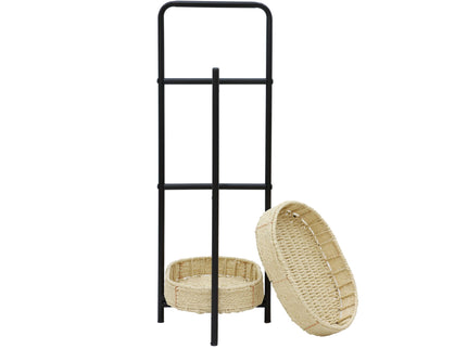 Modern 3 Tier Handwoven Side Table With Oval Organizer