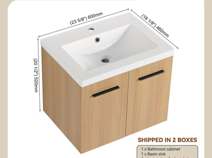 Floating Bathroom Vanity With Sink, Wall Mounted Double Door Storage