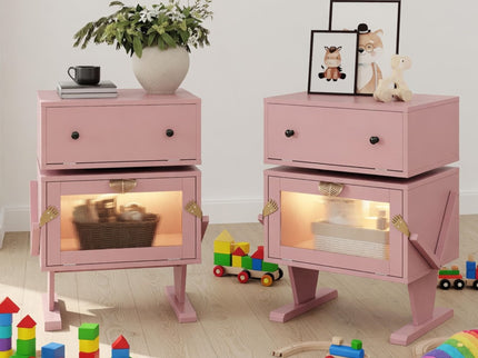Robot LED Nightstand With 360° Rotating Drawer
