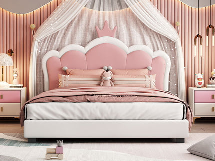 Upholstered Princess Platform Bed With Crown Headboard