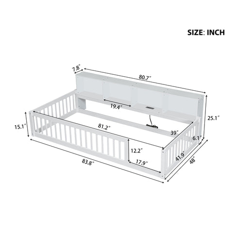 Floor Bed With Storage Cabinets And USB Ports