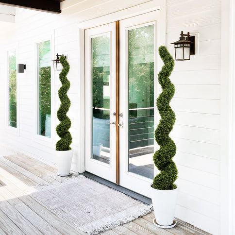 Artificial Outdoor UV Resistant Plastic Boxwood Topiary Spiral Tree