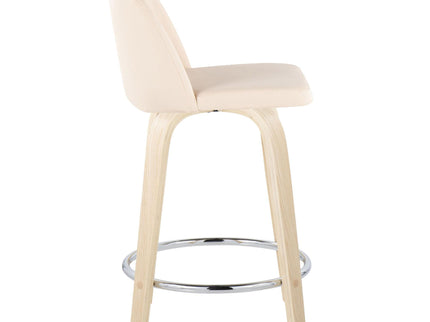 Toriano - Contemporary Fixed Height Counter Stool & Swivel And Round Footrest (Set of 2)