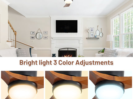 Ceiling Fan With Light, Dimmable 3 Color LED, 1 / 4 / 8H Timer, Silent For Bedroom - Matte Black