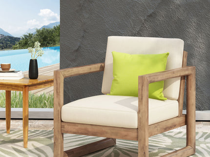 Outdoor Acacia Wood Patio Club Chair, Wood Patio Furniture, Waterproof Thick Cushion Deep Seating For Porch - Brown Wash / Beige