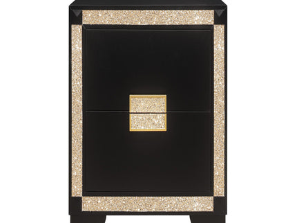 Lively - Nightstand With Glitter Detail And Thick Bar Handle Hardware - Black