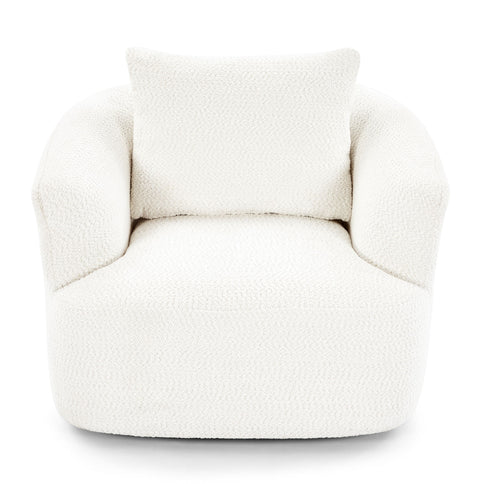 360° Swivel Barrel Sofa Chair With Throw Pillow, Upholstered Accent Chair