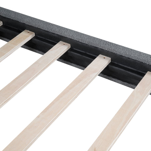 Upholstered Platform Bed With Thick Solid Frame And Stylish Curve-Shaped Design