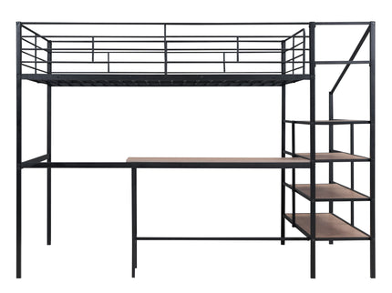 Loft Bed With Desk And Lateral Storage Ladder