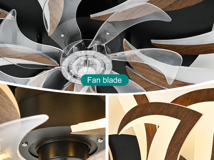 32" Flower Ceiling Fan With LED Dimmable Light, Low Profile Flush Mount Fan With Remote Control, 6 Speeds