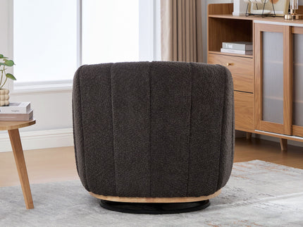 Swivel Upholstered Barrel Chair With Metal Base