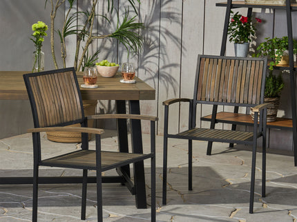 Vermilion - Outdoor Dining Chair With Vertical Slat And Wooden Arm
