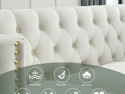 Upholstered Couch Sofa With Button Tufting For Living Room