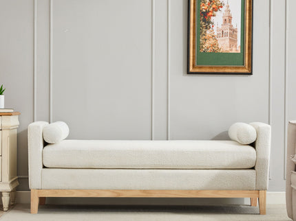 Upholstered End Of Bed Bench With Arms & 2 Bolsters For Bedroom