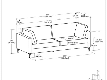 Ava - Mid Century Sofa, Upholstered