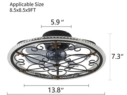 Caged Ceiling Fan With Remote Controlled LED Light - Matte Black
