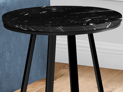 Accent Table, Side, Round Marble Look Contemporary & Modern - Black