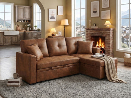 Sectional Sofa With Pull Out Bed, Reversible Chaise