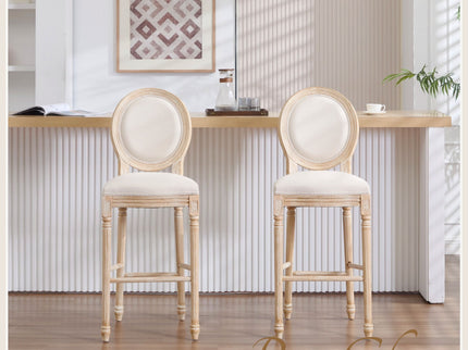 French Country Bar Chairs & Round Back (Set of 2)