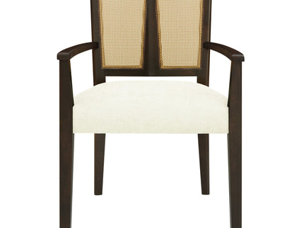 Mid Century Modern Arm Dining Chair Set With Rattan Backrest