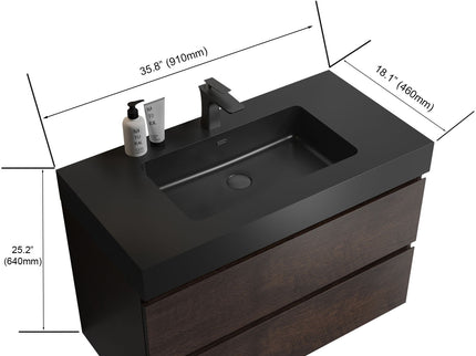 Alice - Bathroom Vanity Wall Mounted With Sink, Large Storage Floating Bathroom Vanity For Modern Bathroom, One-Piece Sink Basin Without Drain And Faucet