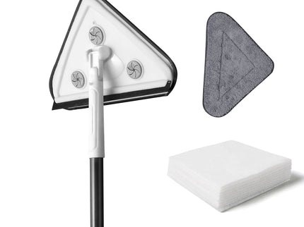 Effortless Wall Cleaning Mop With Disposable Pads, Versatile Triangle Design - White