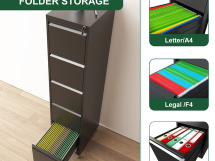 Drawer Metal Locking Vertical File Cabinet With Wheels Heavy Duty Lockable Storage