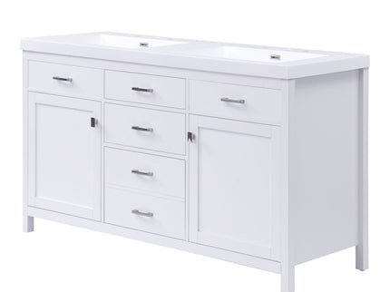 Double Sink Bathroom Vanity With Top, Soft Closing Doors & Drawers, Tip Out Drawer, 2 Cabinet Doors, Adjustable Shelf - White