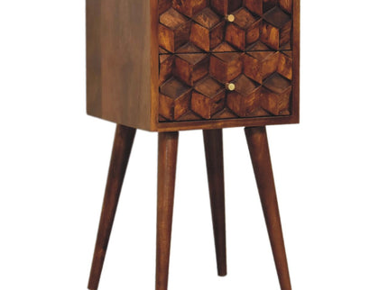 Mini Cube Carved 2 Drawer Nightstand