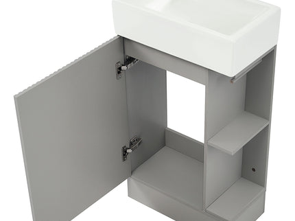 Modern Bathroom Vanity With Sink And 2 Tier Shelf