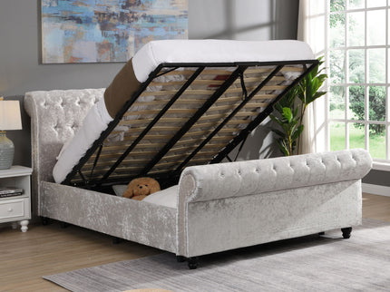 Hartfried - Queen Size Upholstered Storage Bed - Beige