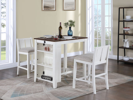 Graham - 3 Piece Small Space Counter Height Dining Table With Shelves And 2 Chairs (Set of 3)
