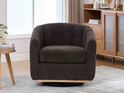 Swivel Upholstered Barrel Chair With Metal Base