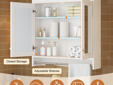 Modern Wall-Mounted Mirror Cabinet With Adjustable Shelves, Soft-Close Doors, High-Definition Mirror