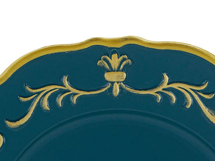 Plastic Charger Plate (Set of 8) - Blue / Gold / Polypropylene
